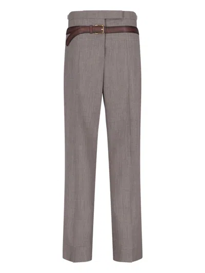 Prada Pant Wool Blend Loops Belt In Brown