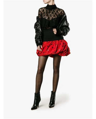 Shop Saint Laurent Silk And Wool Bubble Mini Skirt