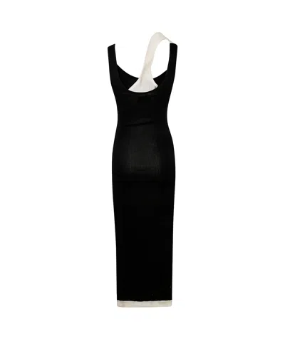 Jean Paul Gaultier Cotton Ribbed Twisted Double Layer Sleeveless Dress In Black