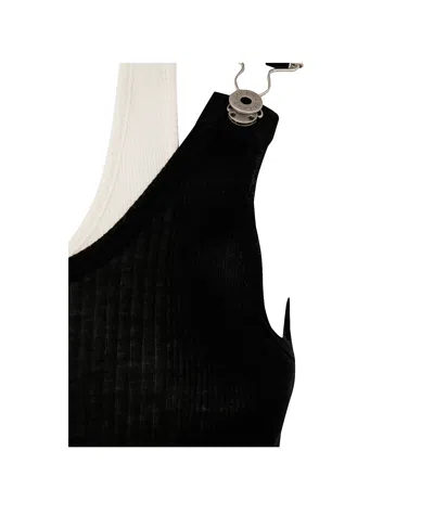 Jean Paul Gaultier Cotton Ribbed Twisted Double Layer Sleeveless Dress In Black