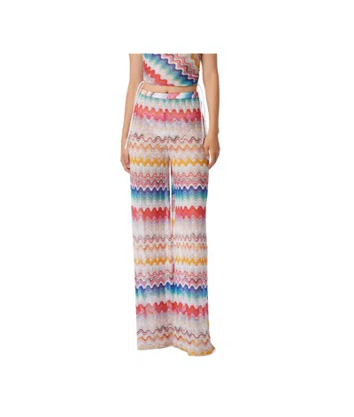 Missoni Wave Motif Cover Up Trousers With Lurex In Multicolor