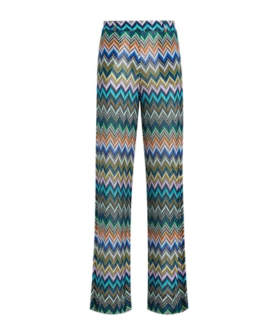 Missoni Straight Pants With Offset Zig Zag In Gray