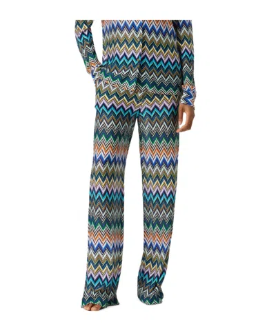 Missoni Straight Pants With Offset Zig Zag In Gray
