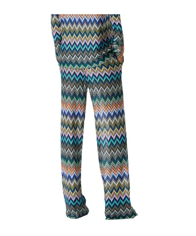Missoni Straight Pants With Offset Zig Zag In Gray