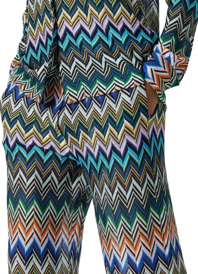 Missoni Straight Pants With Offset Zig Zag In Gray