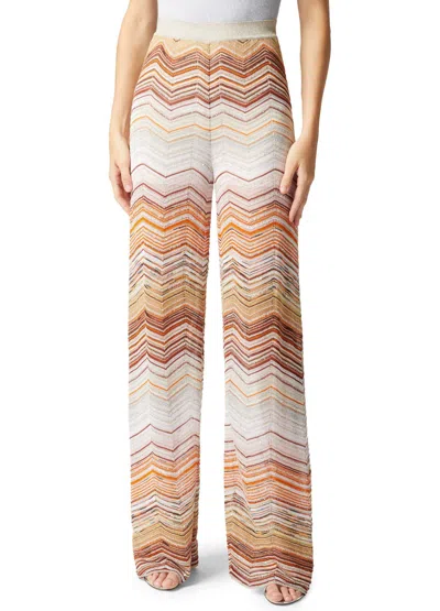 Missoni Herringbone Pattern Track Pants In White