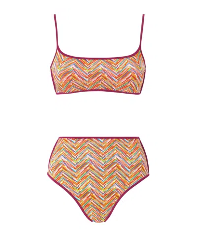 Missoni Reversible Bikini With Print And High Bottom In Multicolor