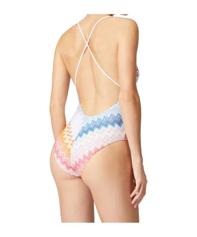Missoni Crisscross Back V-neck High-cut Swimsuit In Multicolor