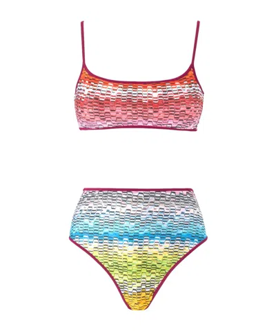Missoni Reversible Bikini With Print And High Bottom In Multicolor