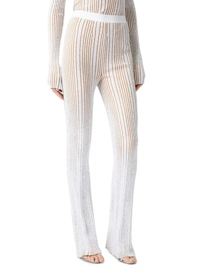 Missoni Ribbed Stretch Flared Trousers With Sequins In White