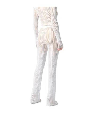 Missoni Ribbed Stretch Flared Trousers With Sequins In White