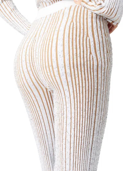 Missoni Ribbed Stretch Flared Trousers With Sequins In White