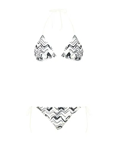 Missoni Chevron Knit Halterneck Bikini In White