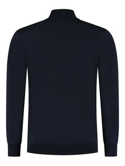 Paul & Shark Summer Wool Half-zip Sweater With Alcantara® Details In Blue