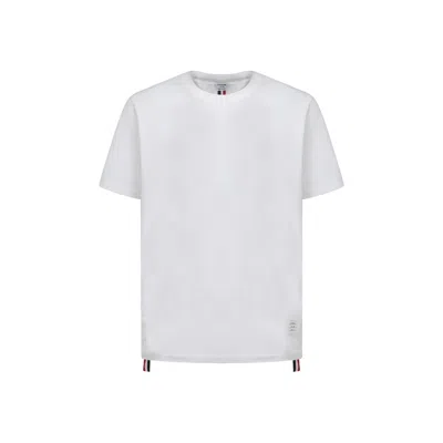 Thom Browne White Cotton T-shirt With Tricolor Stripe Detail