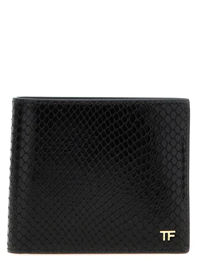 Tom Ford Python Print Classic Bifold Wallet In Black | ModeSens