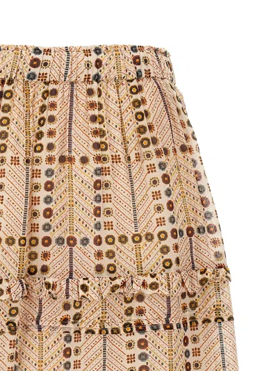 Isabel Marant Étoile Tiered Beige Skirt With Ruffled Hems In Multi