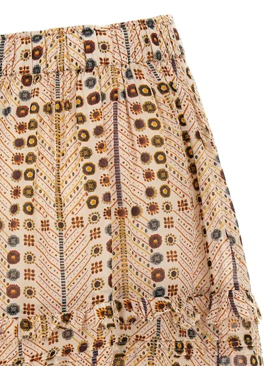 Isabel Marant Étoile Tiered Beige Skirt With Ruffled Hems In Multi