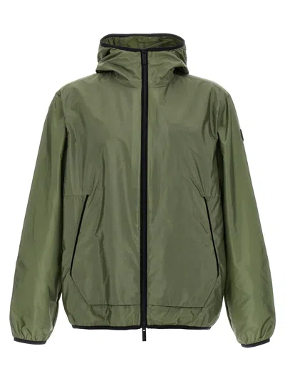 Moncler 'granier' Raincoat With Hood And Pockets In Green