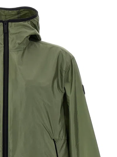 Moncler 'granier' Raincoat With Hood And Pockets In Green