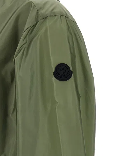 Moncler 'granier' Raincoat With Hood And Pockets In Green