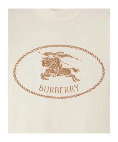 Burberry T-shirt In Cotone Con Knight Stamp In Chalk