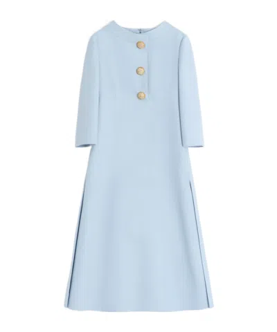 Valentino Crepe Couture Midi Dress In Blue-gray