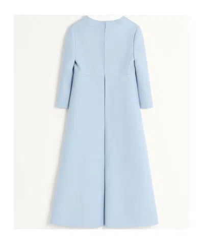 Valentino Crepe Couture Midi Dress In Blue-gray