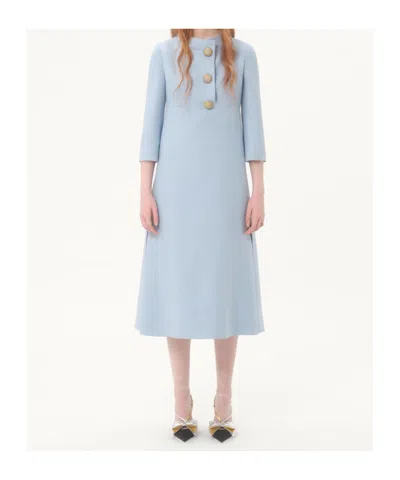 Valentino Crepe Couture Midi Dress In Blue-gray