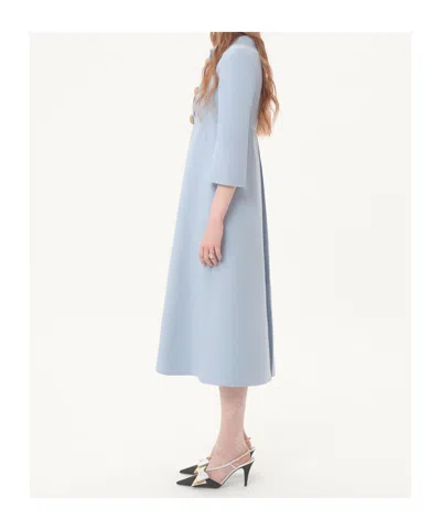 Valentino Crepe Couture Midi Dress In Blue-gray