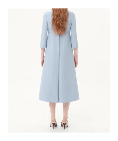 Valentino Crepe Couture Midi Dress In Blue-gray