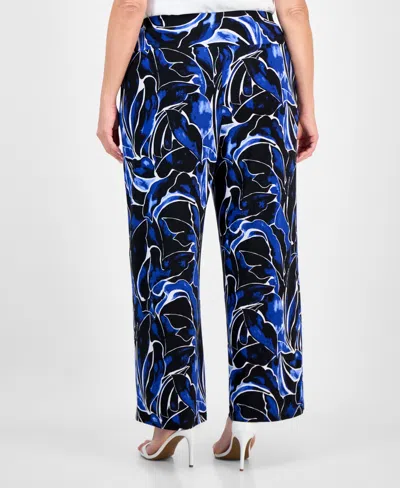 Anne Klein Plus Size High-rise Pull-on Palazzo Pants In Blue