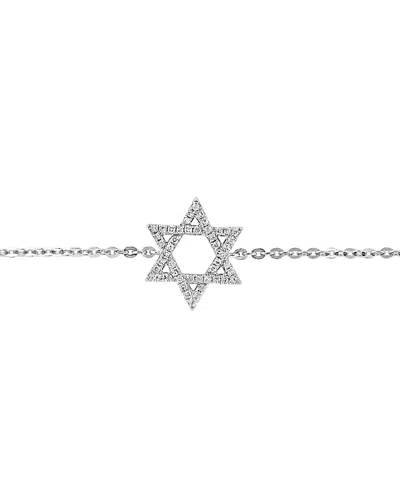 Lali Jewels Diamond Pave Star Of David Chain Link Bracelet (1/6 Ct. T.w.) In 14k White Gold In White Gold