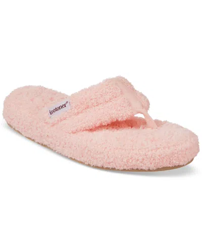 Isotoner Signature Women's Joey Cozy Plush Thong Slippers In Evening Sand
