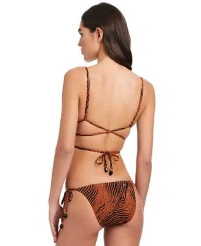 Red Carter Womens Strappy Back Triangle Bikini Top Hipster Bikini Bottoms In Salted Caramel Multi
