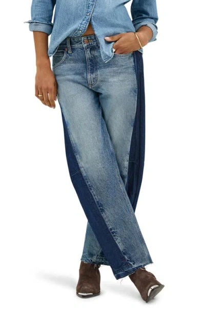 Lee Rider Low Slung Raw Hem Barrel Leg Jeans In Blissful Blue