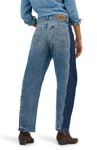 Lee Rider Low Slung Raw Hem Barrel Leg Jeans In Blissful Blue