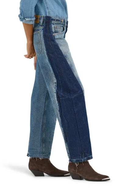 Lee Rider Low Slung Raw Hem Barrel Leg Jeans In Blissful Blue