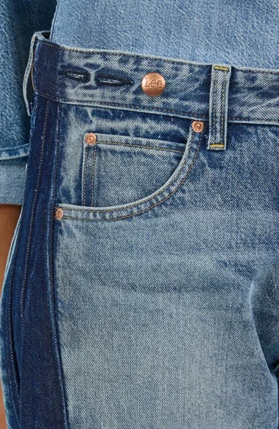 Lee Rider Low Slung Raw Hem Barrel Leg Jeans In Blissful Blue