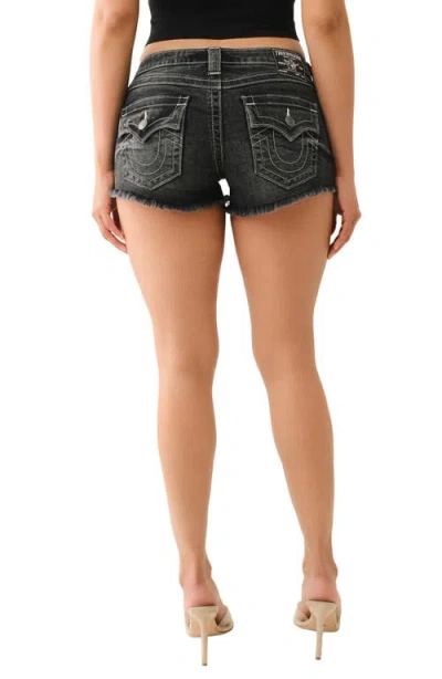 True Religion Joey Flap Pocket Cutoff Denim Shorts In Eclipse Black