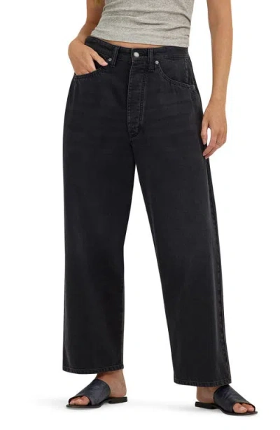 Lee Button Fly High Waist Loose Fit Ankle Jeans In Dark Memory
