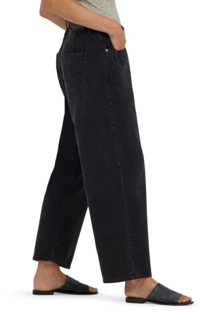 Lee Button Fly High Waist Loose Fit Ankle Jeans In Dark Memory