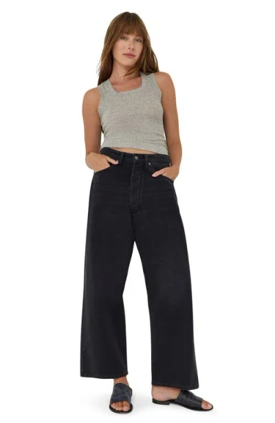 Lee Button Fly High Waist Loose Fit Ankle Jeans In Dark Memory