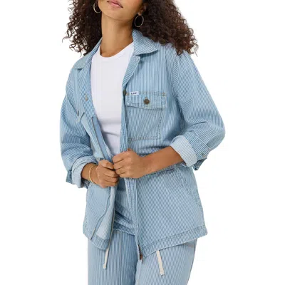 Lee Military Oversize Stripe Cotton Denim Jacket In Mid Railroad