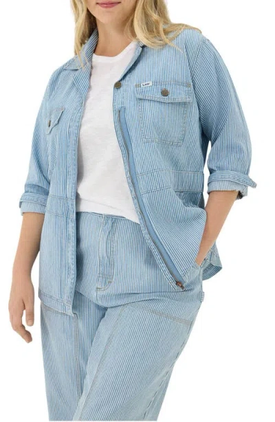 Lee Military Oversize Stripe Cotton Denim Jacket In Mid Railroad