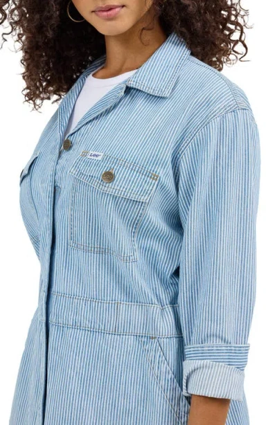 Lee Military Oversize Stripe Cotton Denim Jacket In Mid Railroad