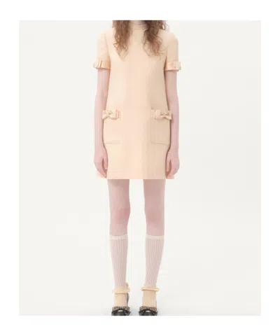Valentino Knee Length Dress With Bow And Pockets In Nude