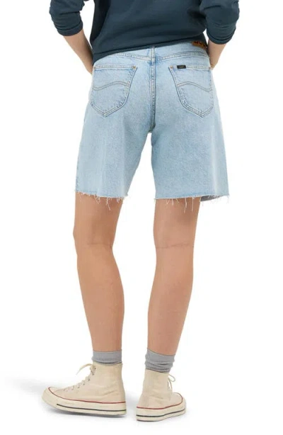 Lee Slouch Raw Hem Denim Bermuda Shorts In Hint Of Rain