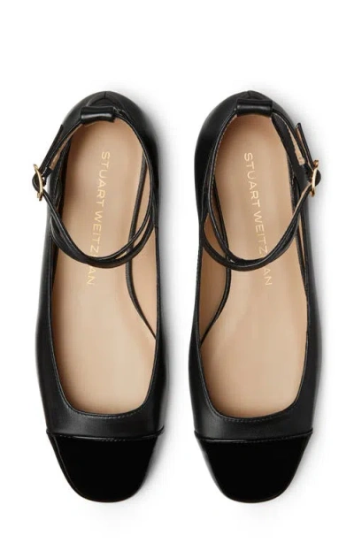Stuart Weitzman Eden Strap Flat In Black