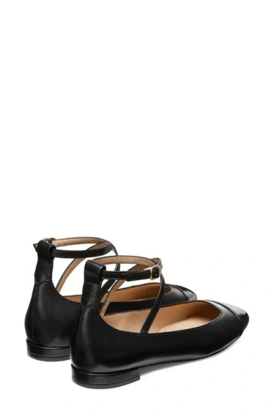 Stuart Weitzman Eden Strap Flat In Black